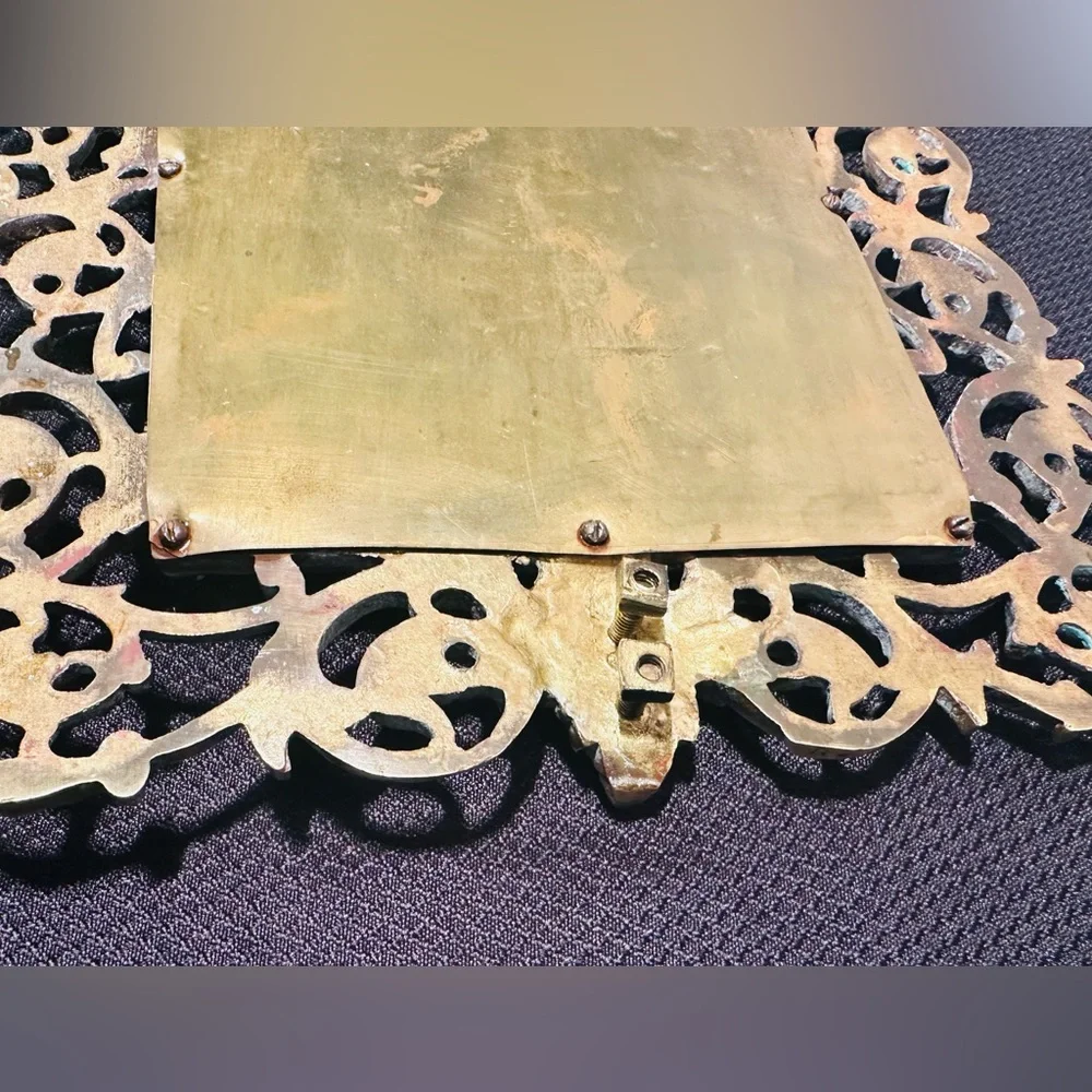 Antique 19th c. Victorian Brass Wall Mirror with Bacchus Face And Ornate Design